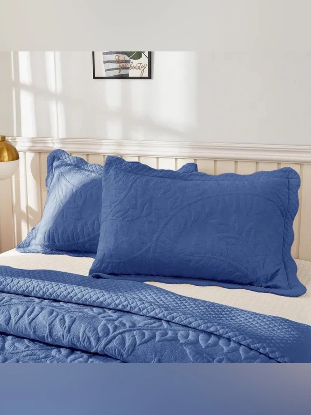 Blue Quilted Pillow Shams